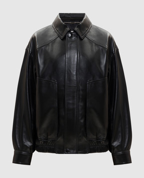 Babe Pay Pls Black leather jacket with drape 2533PUFF