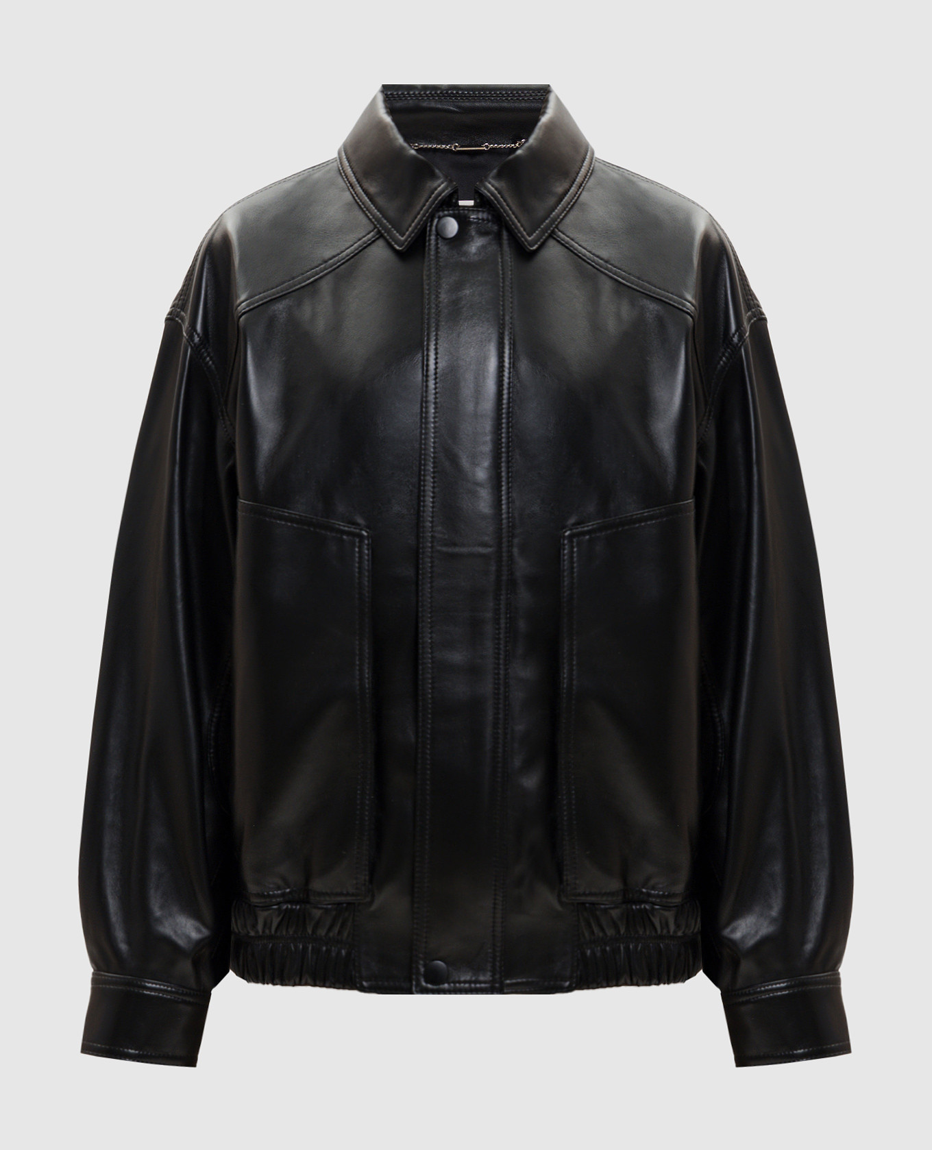 Black leather jacket with drape Babe Pay Pls
