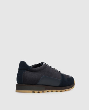 ISAIA Blue combination sneakers with embroidered emblem RUNT07PLT06