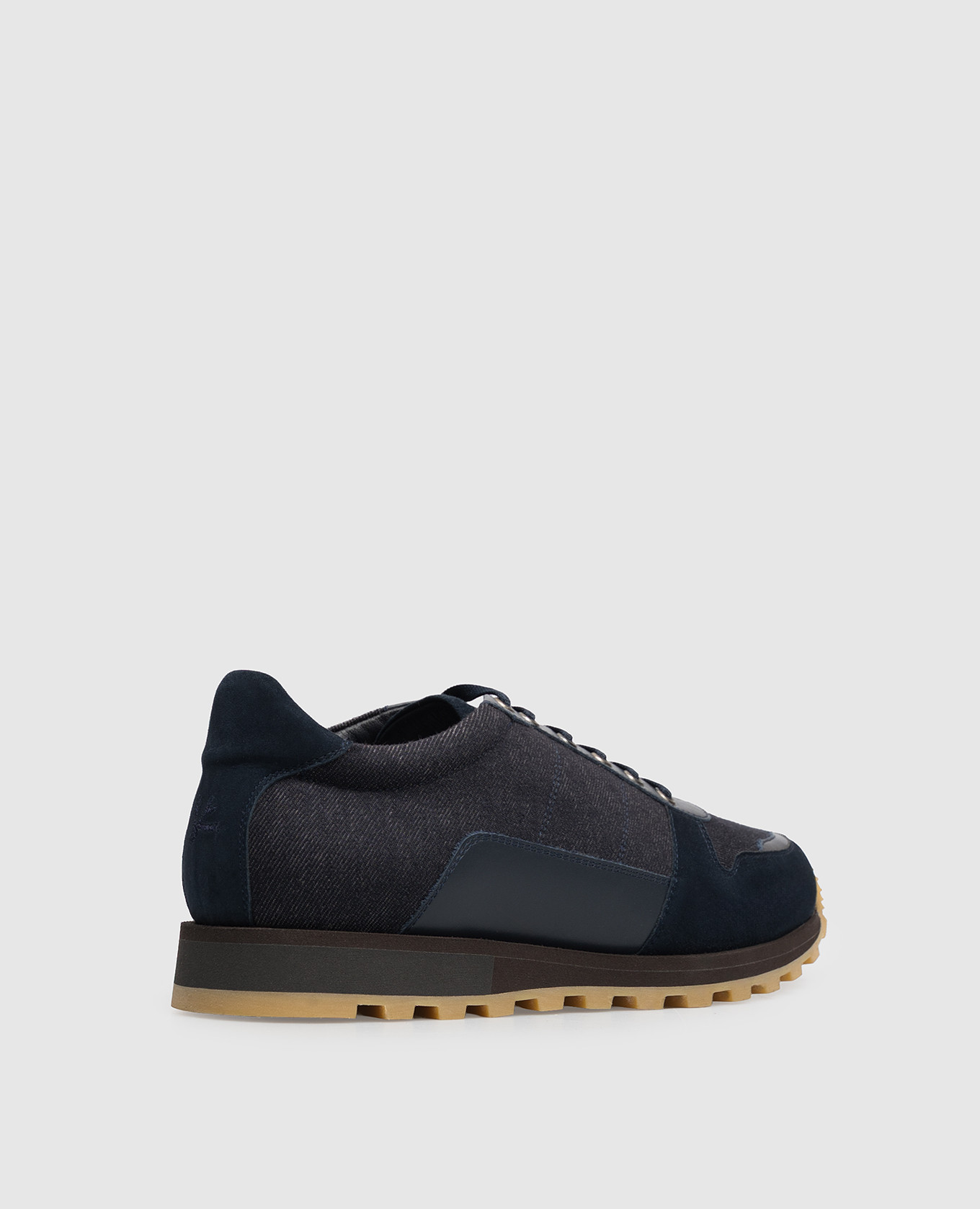 Blue combination sneakers with embroidered emblem ISAIA 3