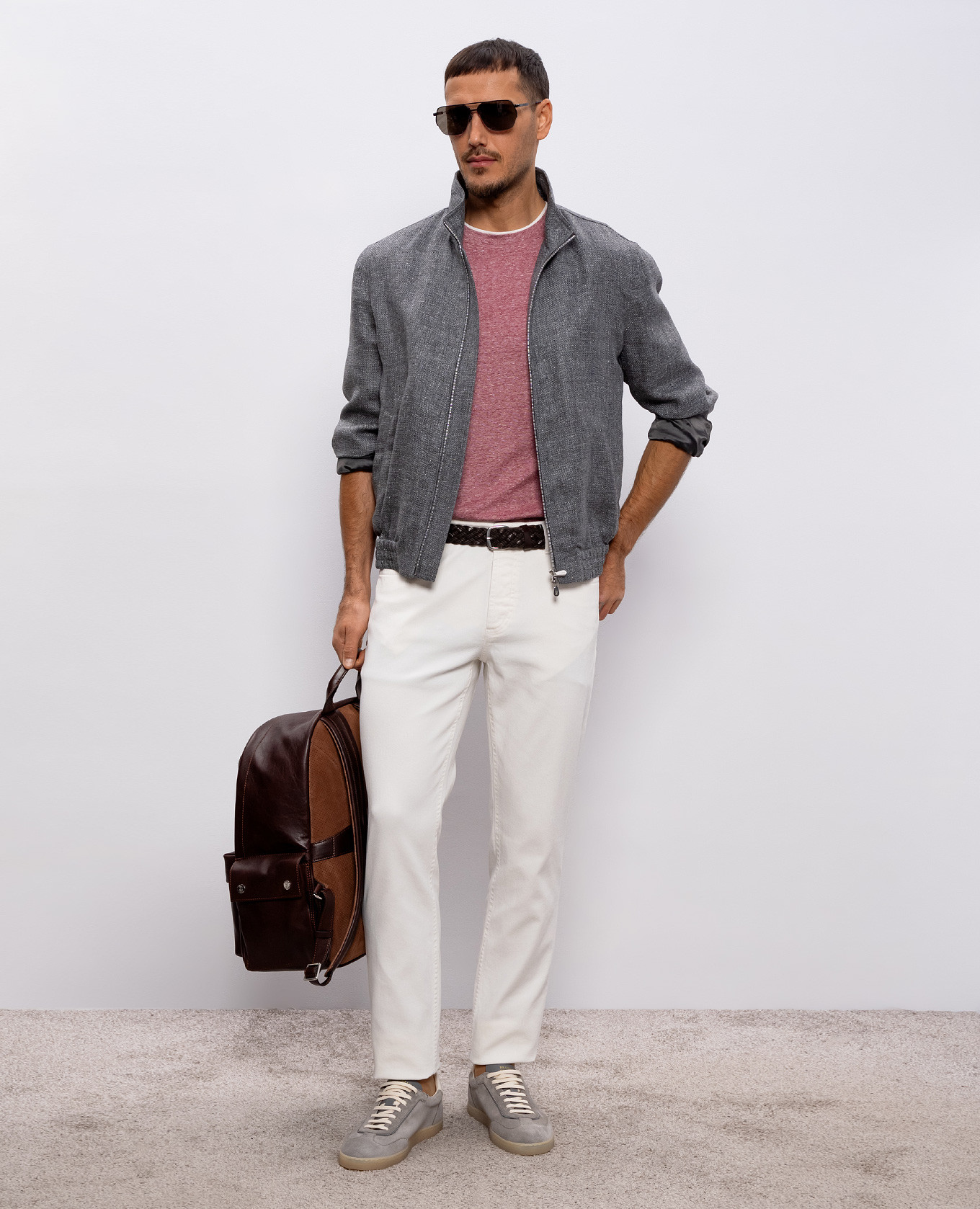 

White jeans with logo Brunello Cucinelli