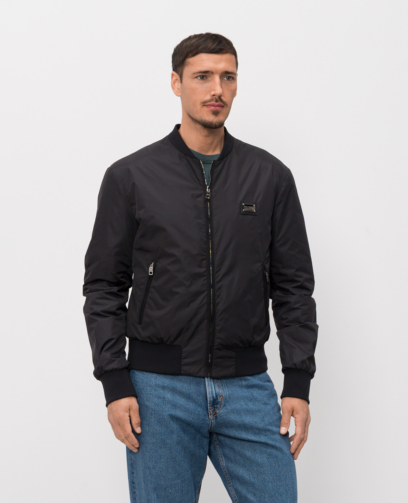 

Black bomber jacket with logo engraving Dolce&Gabbana