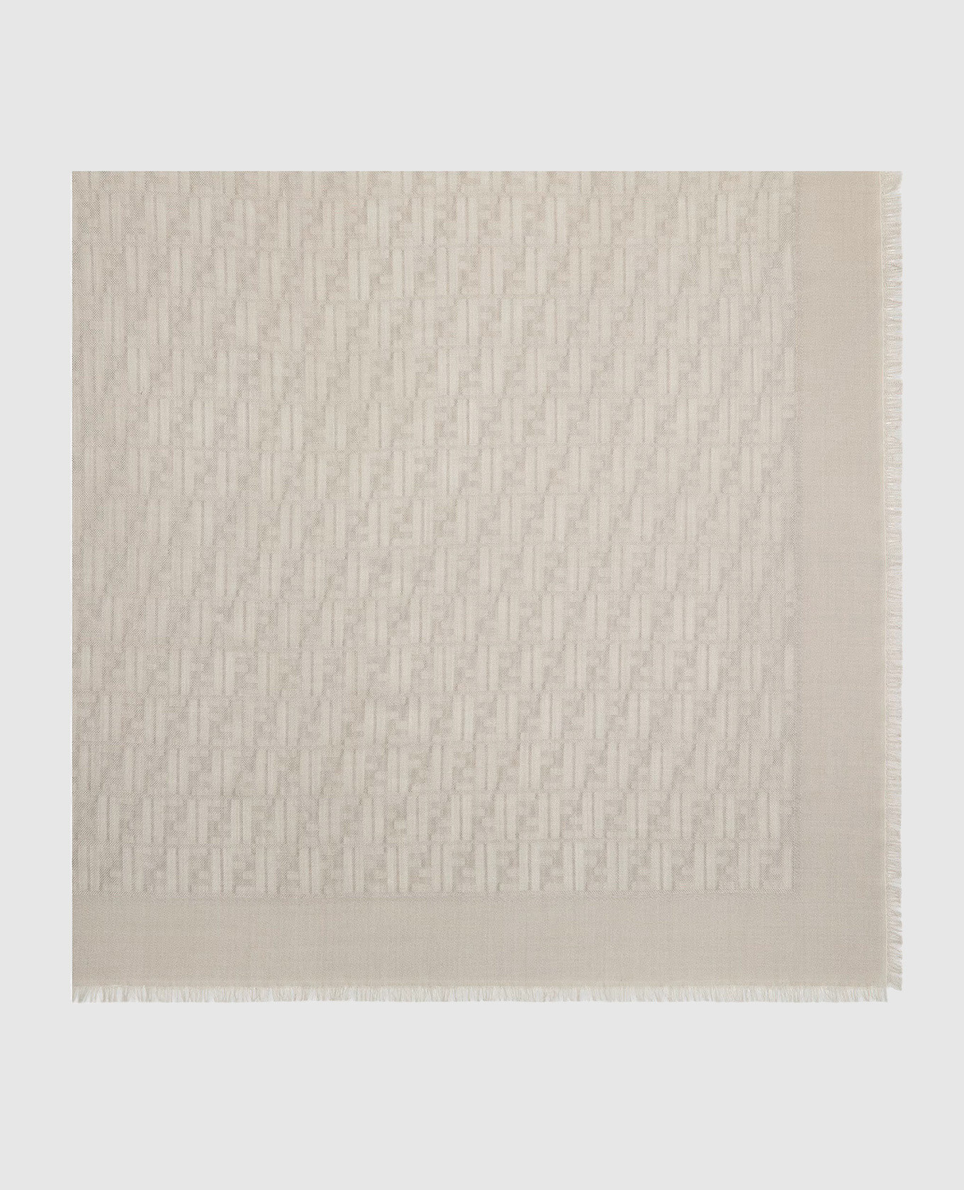 Gray wool, silk and cashmere patterned scarf