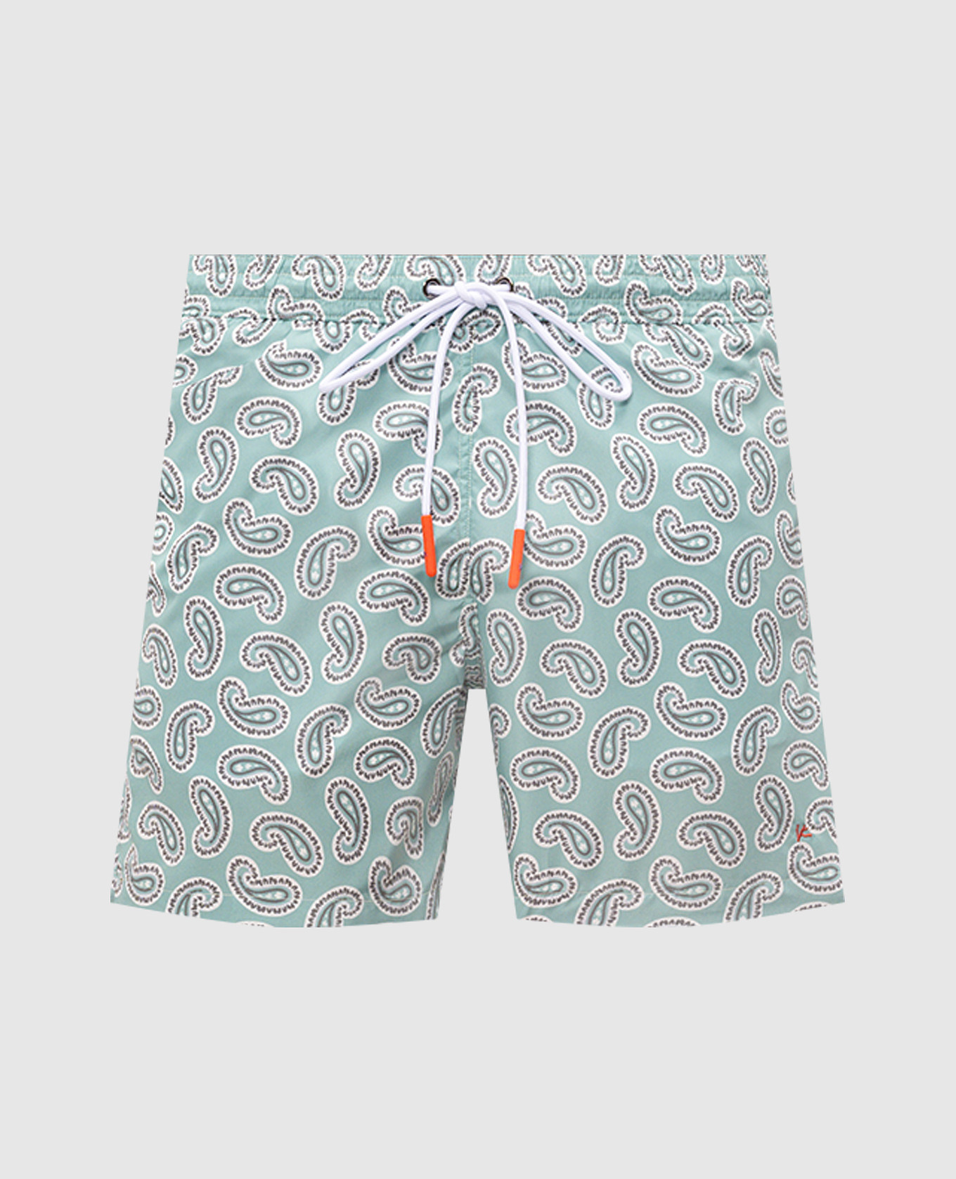 Green paisley swim shorts