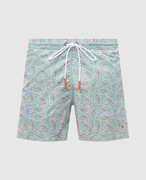 ISAIA Green paisley swim shorts COSI19BW261