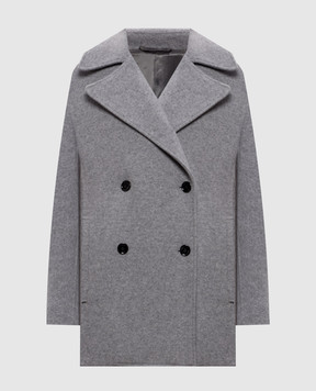 Toteme Gray double-breasted coat with wool 264WRO0341FB0804