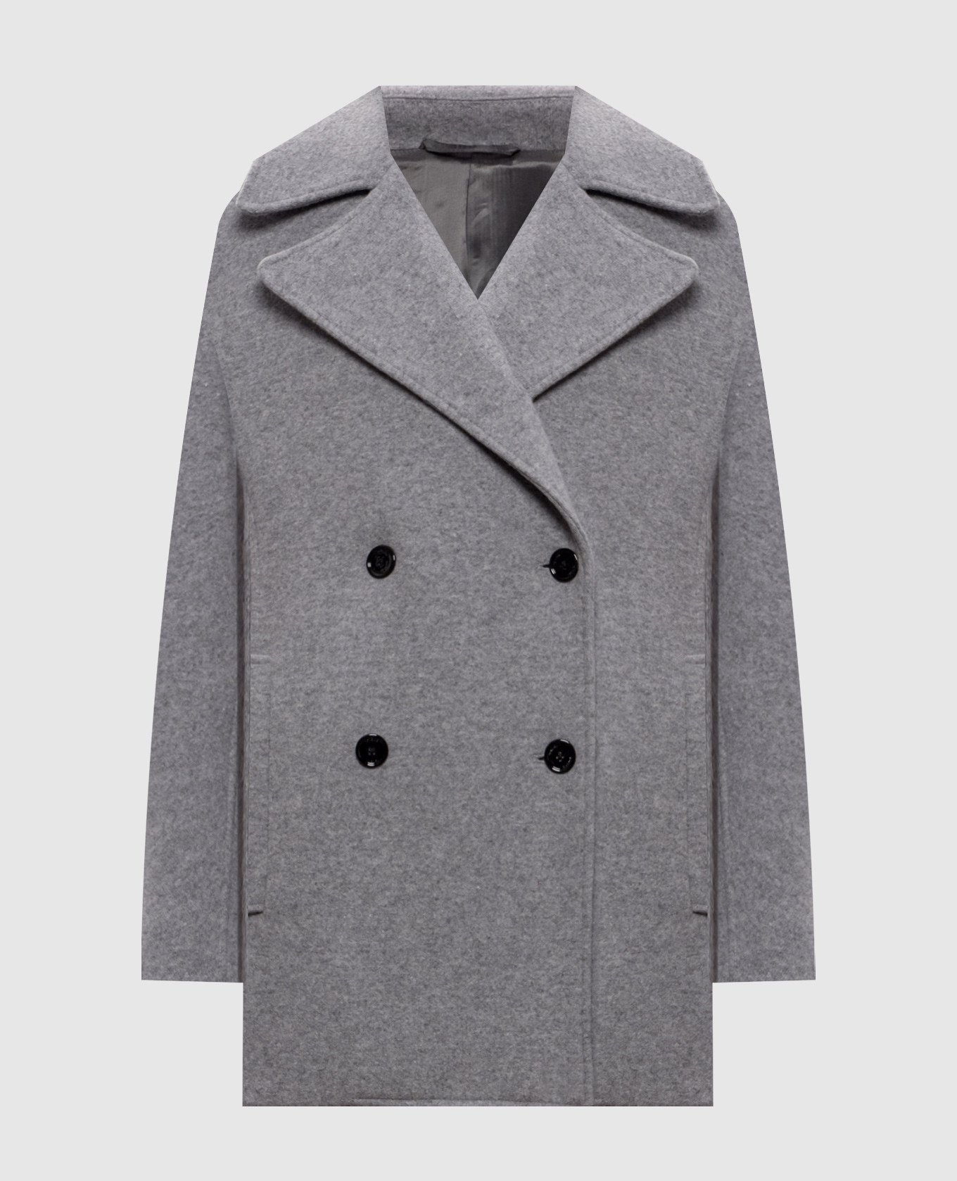 Gray double-breasted coat with wool Toteme