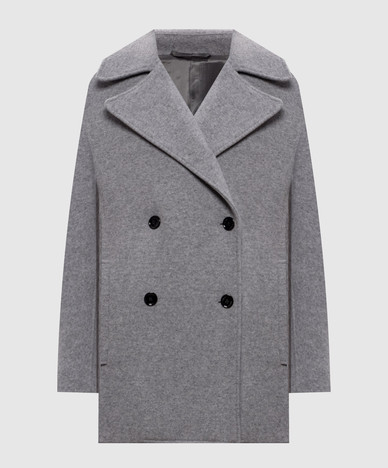 Gray double-breasted coat with wool