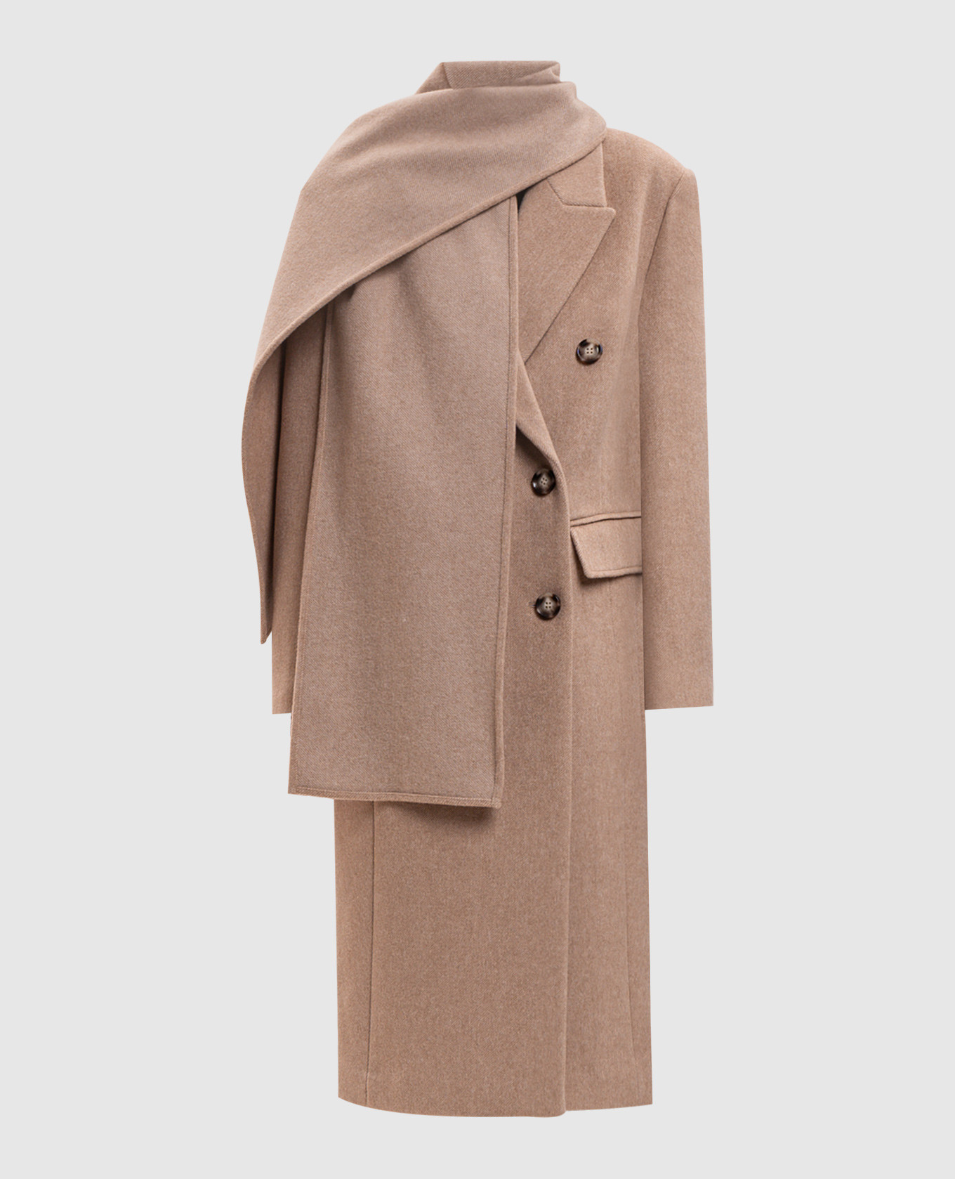 Beige double-breasted coat with wool