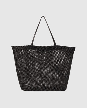 The Row Black woven Barn raffia bag W2074WL6