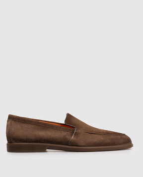 Santoni Brown suede loafers with a degraded effect MGAG18829TGRSEAA