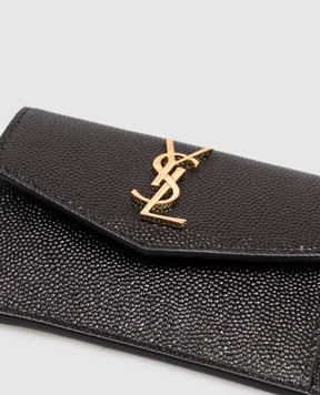 Saint Laurent Black leather cardholder with logo monogram 5823051GF0J