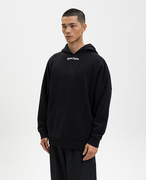 Palm Angels Black hoodie with contrast logo PMBB036S26FLE001