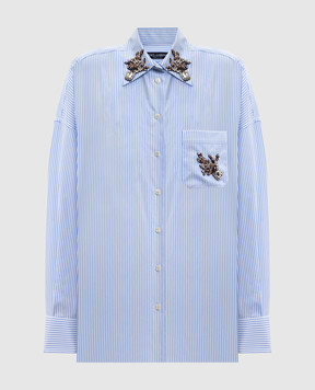 Dolce&Gabbana Blue striped shirt F5U57ZFR536