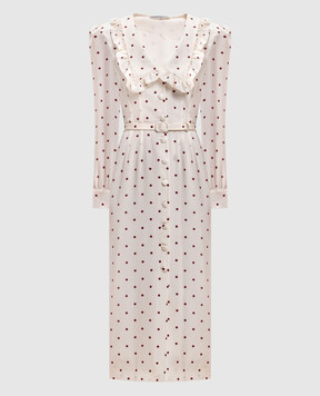 Alessandra Rich Ivory polka dot silk dress FABX4389F4831
