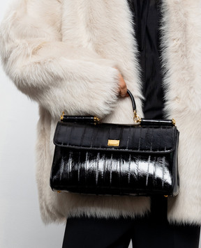Dolce&Gabbana My Sicily black leather bag with logo plate BB7782B8291