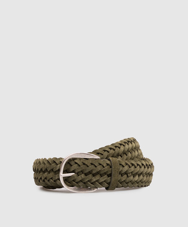 Khaki Plot Suede Weave Belt