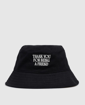 Ami Paris Black panama hat with embroidered inscription UHA685AW0041