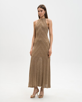 Twinset Brown dress with linen 261TT3213