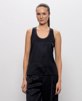Peserico Navy blue top with monil chain E0844106638