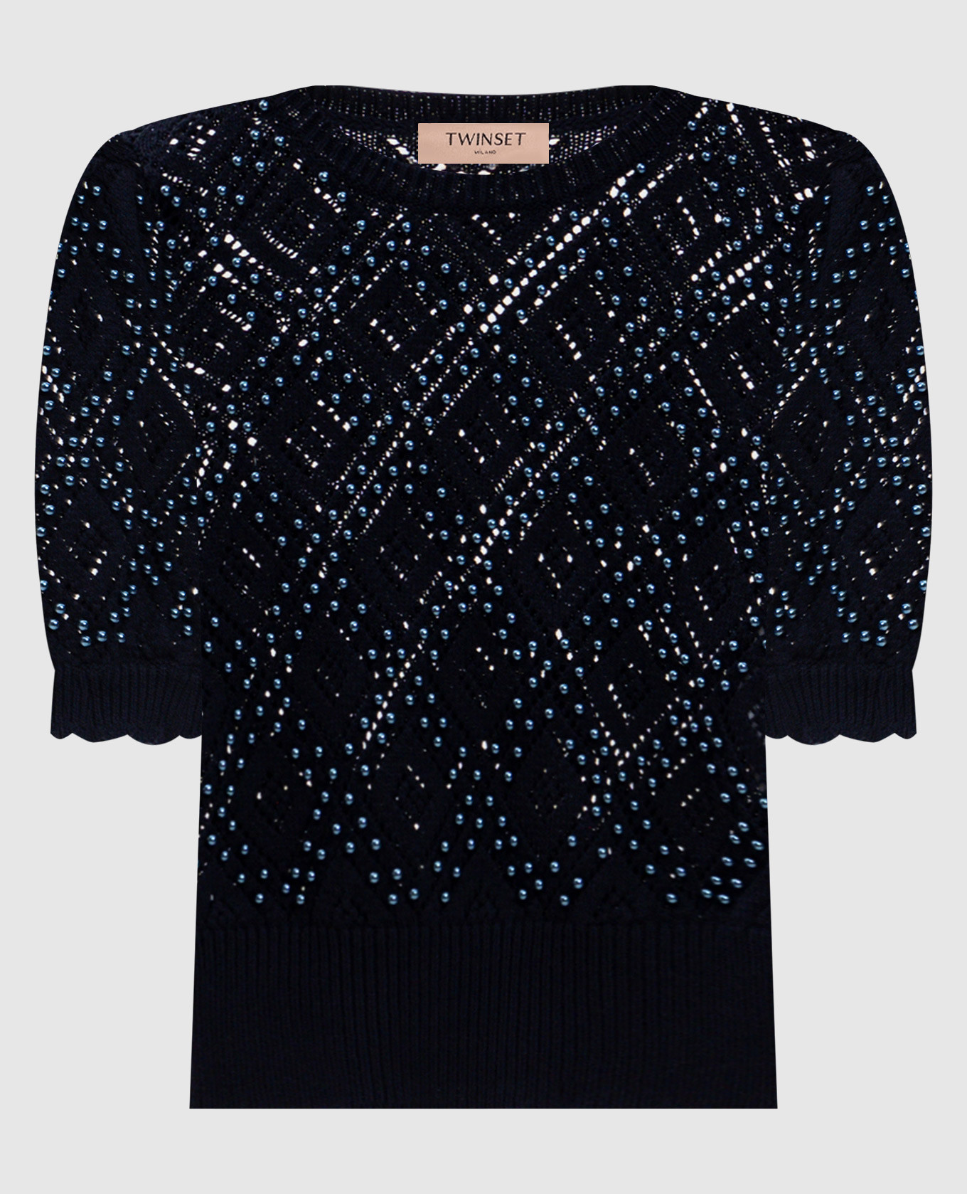

Blue openwork sweater with beads Twinset