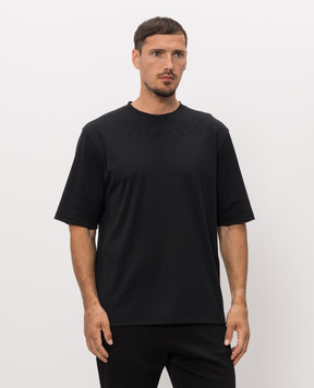 Stefano Ricci Black T-shirt with embroidery MNH6305430LUXT