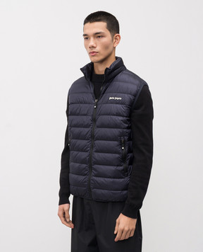 Palm Angels Blue down vest with logo PMEX009S24FAB001