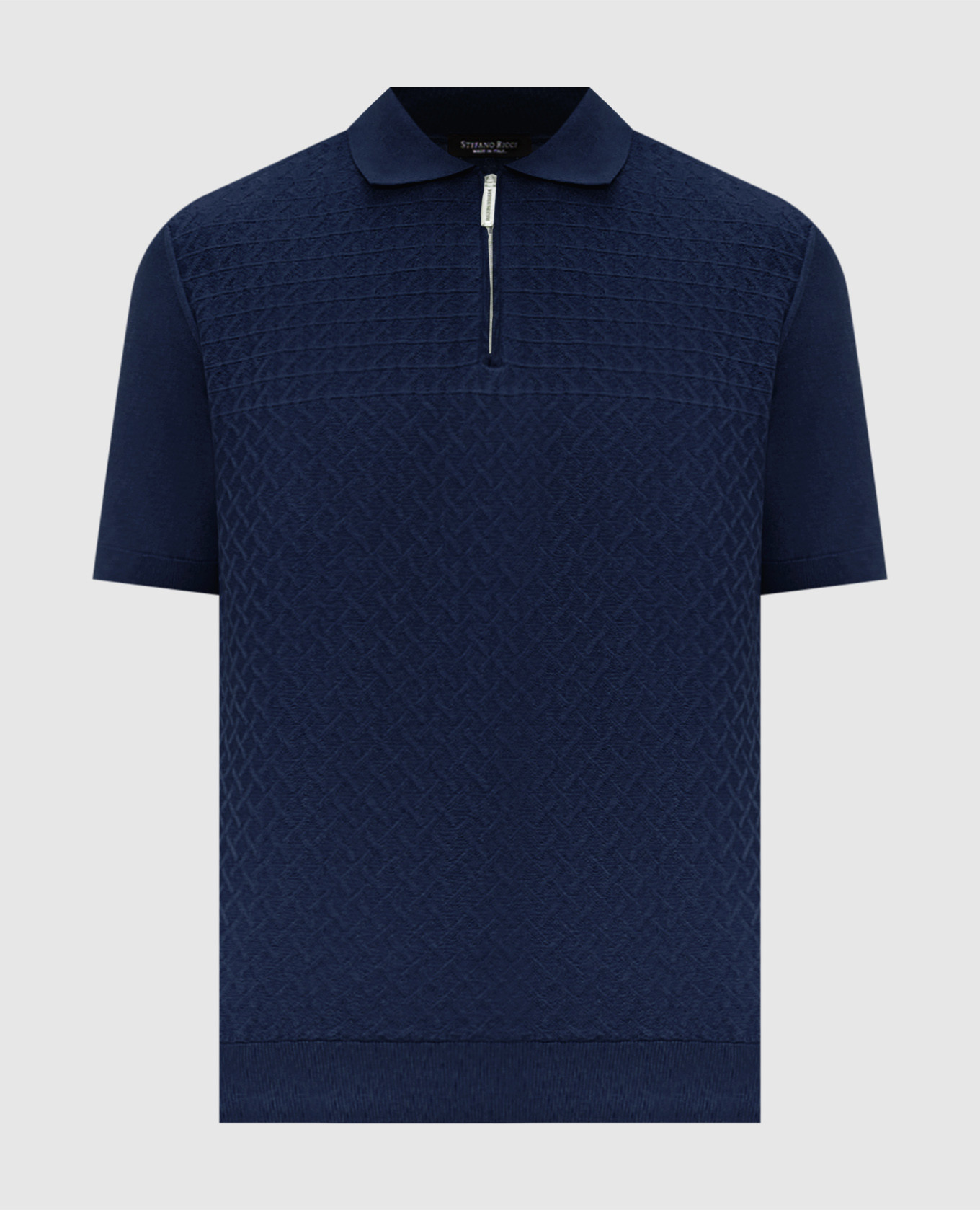 

Blue polo shirt with woven pattern Stefano Ricci