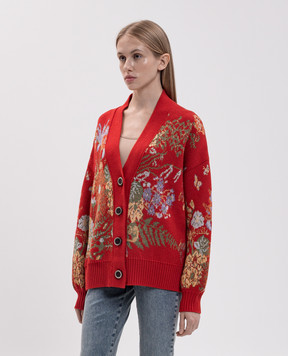 MANTERO 1902 Red wool cardigan with floral pattern 0329AJACQD00811