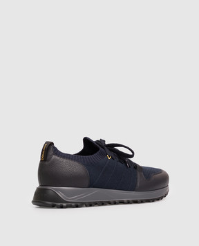Doucal's Blue logo-embossed combination sneakers DU3221SYDNPX783