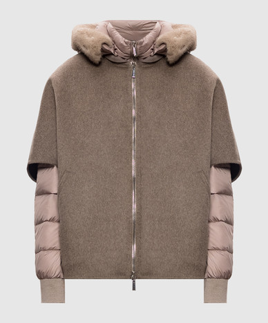 Brown PEGASO down jacket with wool vest