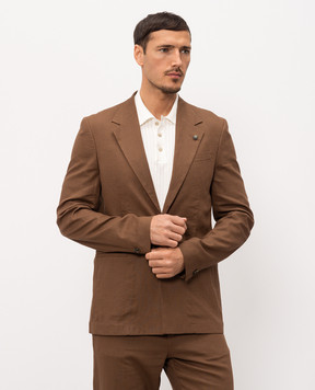 Officina 36 Brown jacket with linen 0157800569