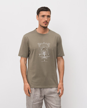 Brunello Cucinelli Khaki T-shirt with print M0B138521P