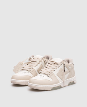Off-White Out Of Office beige leather sneakers OWIA259C99LEA006