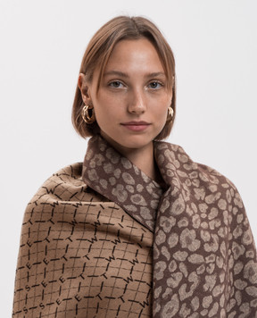 Twinset Brown double-sided patterned scarf 262TA4300