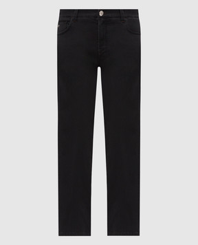Stefano Ricci Black insulated jeans with logo patch MFT63B1200TR177K
