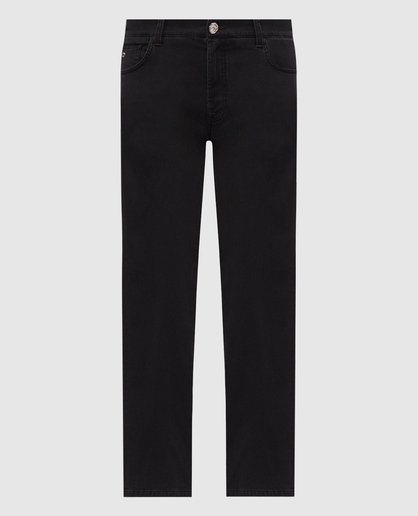 Black insulated jeans with logo patch Stefano Ricci