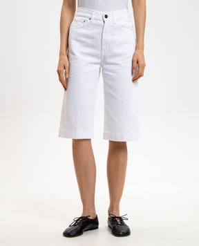 Dondup Delfine white denim Bermuda shorts with patch DP859BF0018DPTD