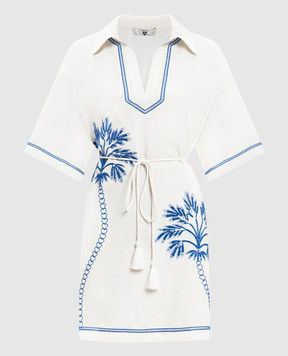 Twinset White linen dress with contrasting embroidery 261LM2MCC