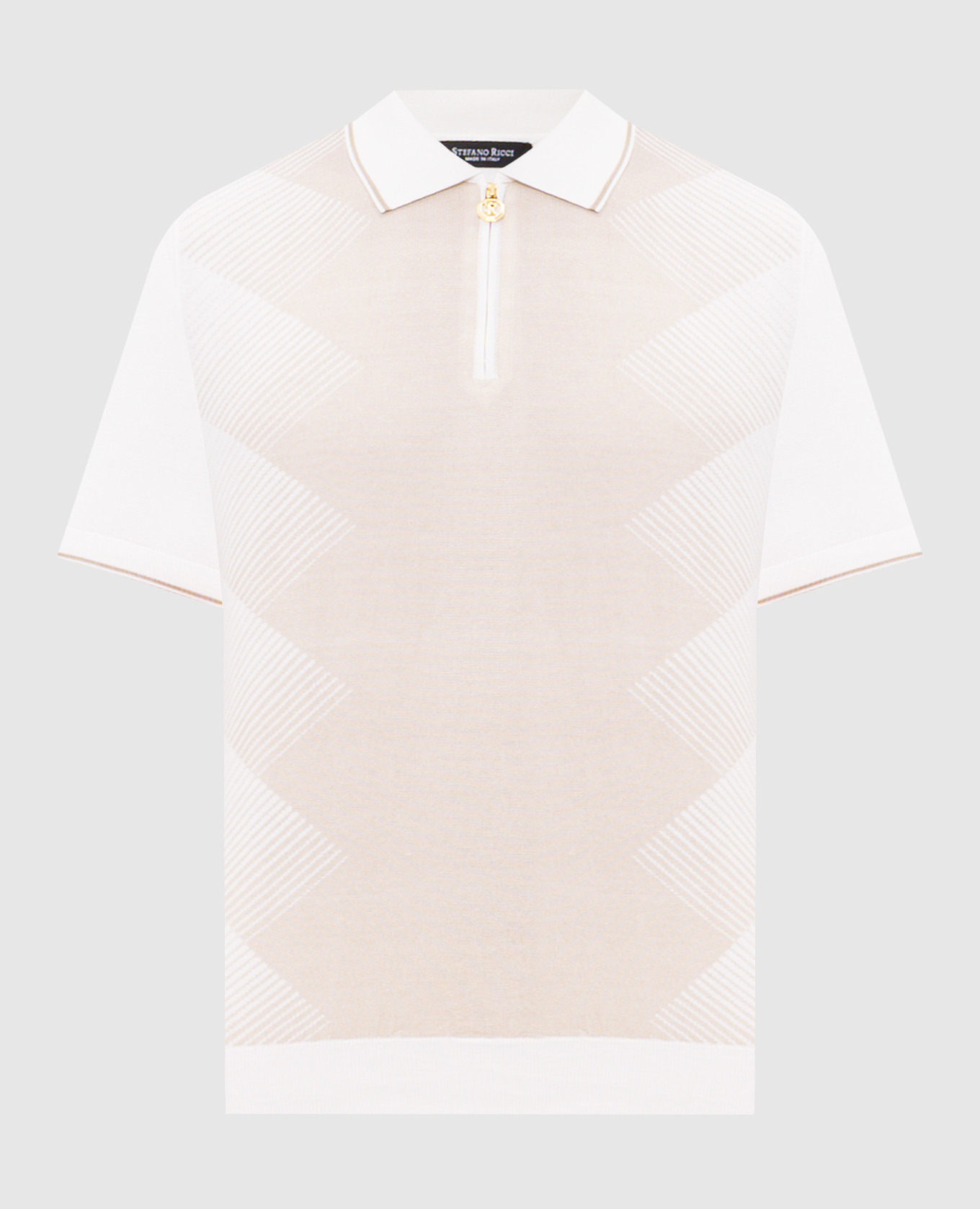 Silk polo with embroidered monogram logo