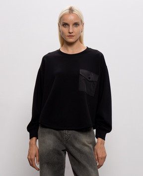 Twinset Black sweatshirt with pocket 262LI2LBB