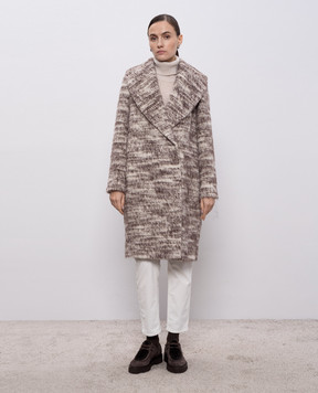 Peserico Brown alpaca wool coat S2011002138