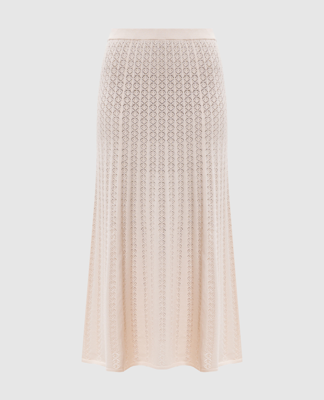 Beige midi skirt with openwork pattern