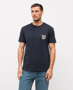 Valentino Blue T-shirt with embroidered monogram logo 8V3MG10VB2W