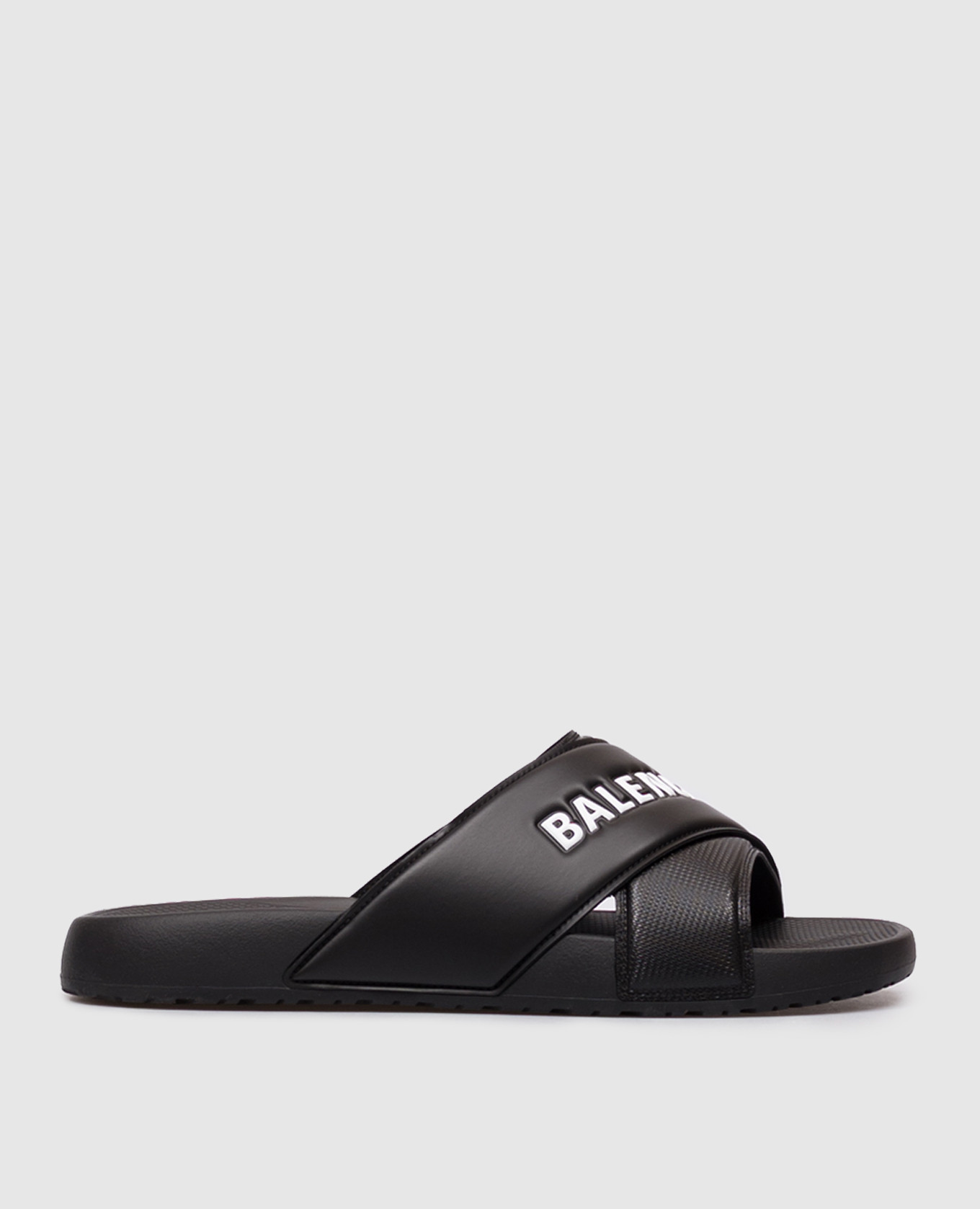 Black sliders with textured logo Balenciaga