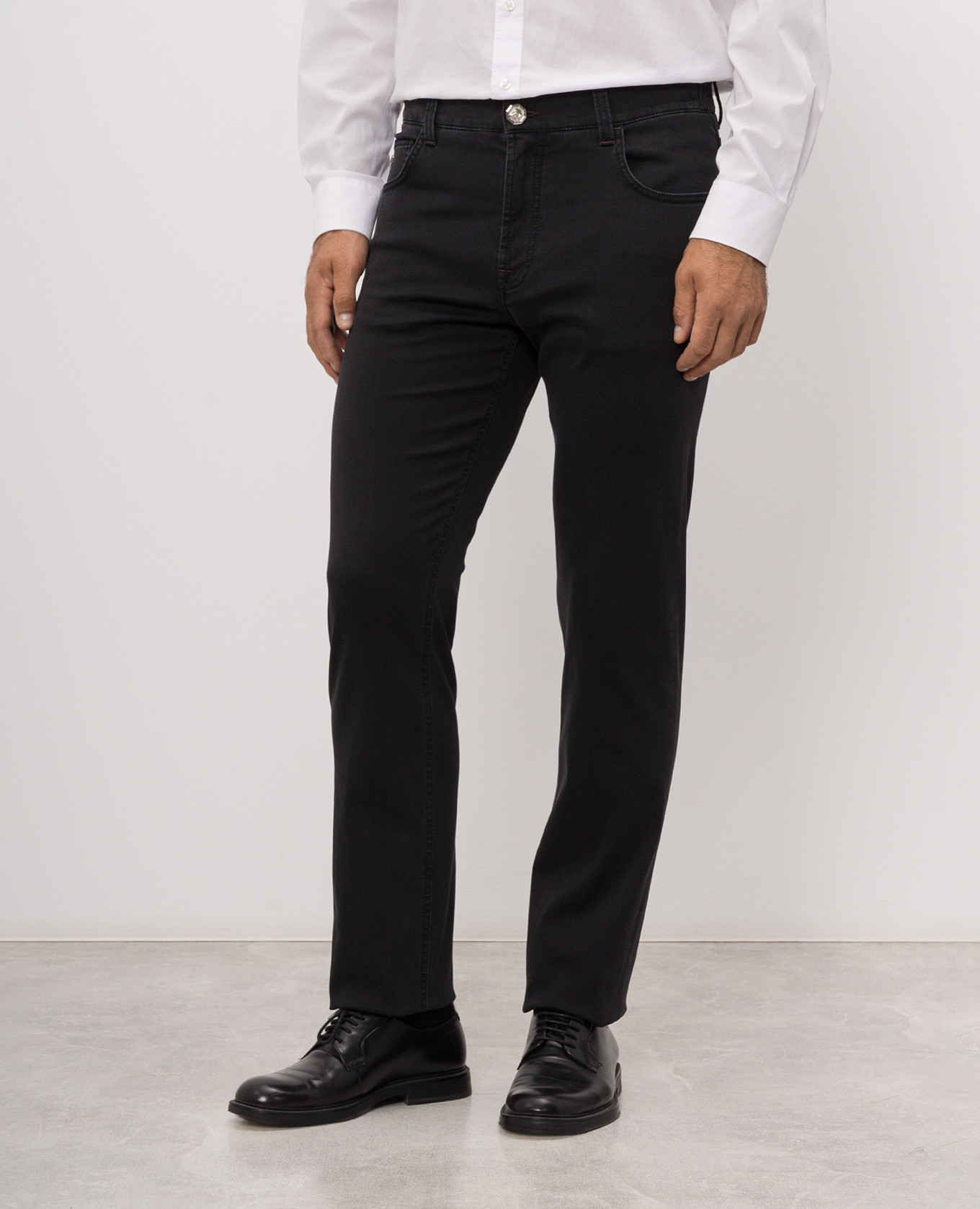 Black insulated jeans with logo patch Stefano Ricci 3