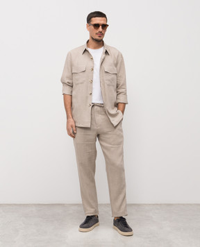 Canali Beige linen pants AE05958U97003