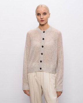 Brunello Cucinelli Beige wool cardigan with lurex MBG775506P