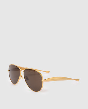 Bottega Veneta Sardine gold aviator sunglasses 779517V4450