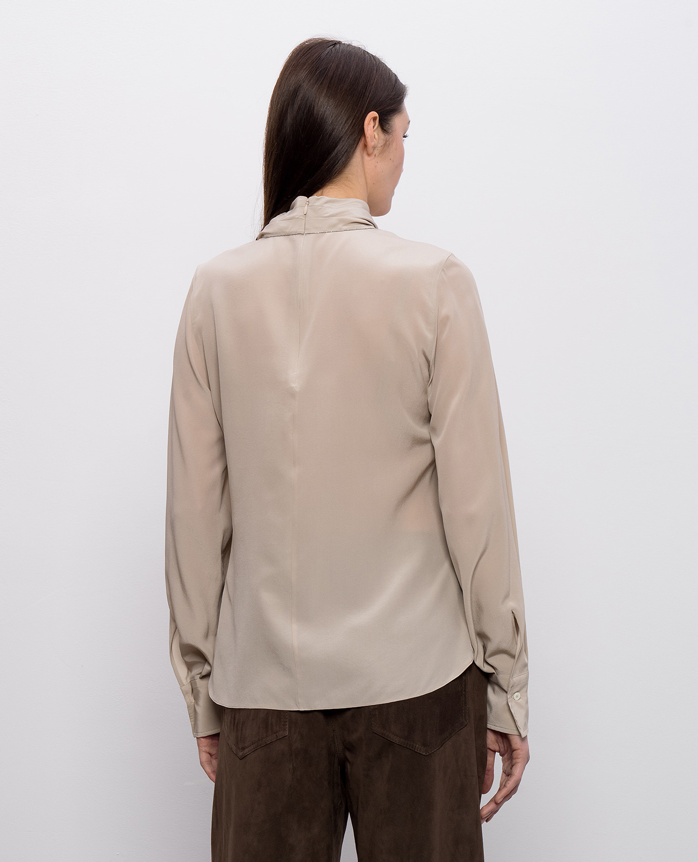 Beige silk blouse with layering effect Brunello Cucinelli 4